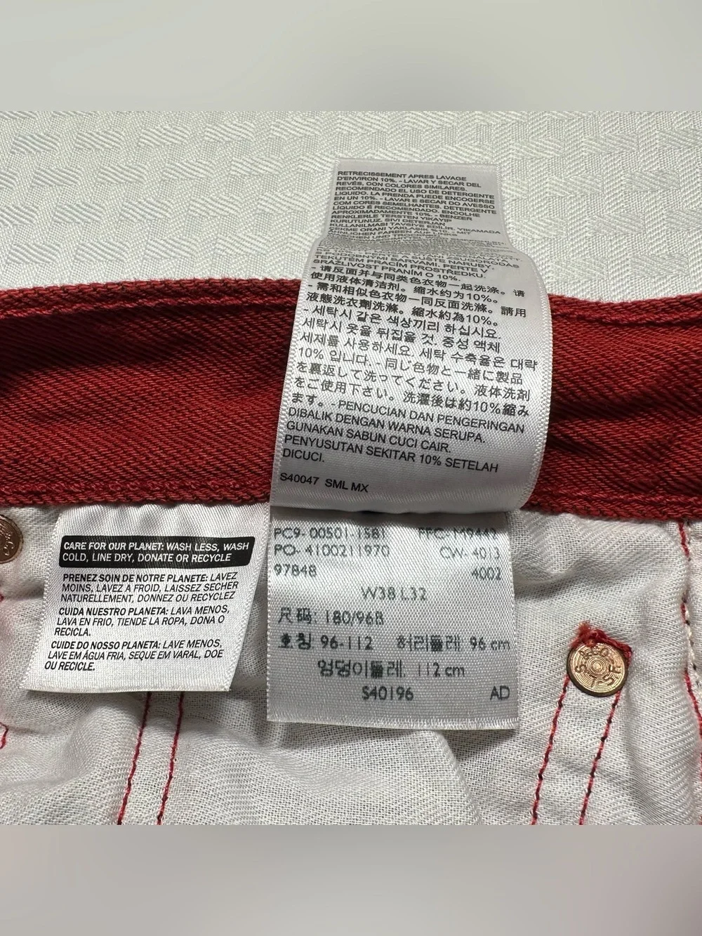 Vtg Levis 501XX Jeans Mens 38x32 (FITS 36x30) Red Denim Button Fly Mexico Y2K
